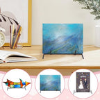AHANDMAKER 2 PCS Metal Display Stand, Minimalist Tabletop Photo Display Stand Easel Portable Stand for Plaque, Photo, Notes, Trade Show, Office, Home Decoration, Black 8.07x3.98inch