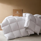 Pacific Coast Goose Feather Down Fiber Comforters Full Size, Extra Fluffy White Duvet Insert, Ultra-Soft, Breathable, All Season Hotel Luxury Bedding Comforters, 8 Corner & Center Loops (82"x86") - size: Full