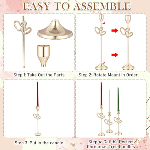 Ceenna 3 Pcs Gold Heart Candle Holders, 3 Size Taper Candle Holder Heart Shaped Candlestick Holders Brass Vintage Modern Centerpiece Decor for Wedding Valentine's Day Table Housewarming Gift - style: Loving Heart
