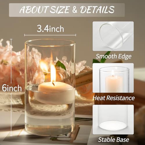 12pcs Glass Cylinder Vases for Centerpieces - 6 Inch Tall Flower Vase for Wedding Decorations, Clear Glass Flower Vases Floating Candle Holder for Table Centerpiece Wedding Home Décor - size: 12 Pack 6 Inch
