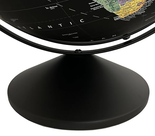 Replogle Barcelona (Black) 16 inch desktop globe with up to date information, raised relief map and full swing gyromatic assembly. The beautiful black color world ball and vast amount of up-to-date information will peak the interest of any geographical co
