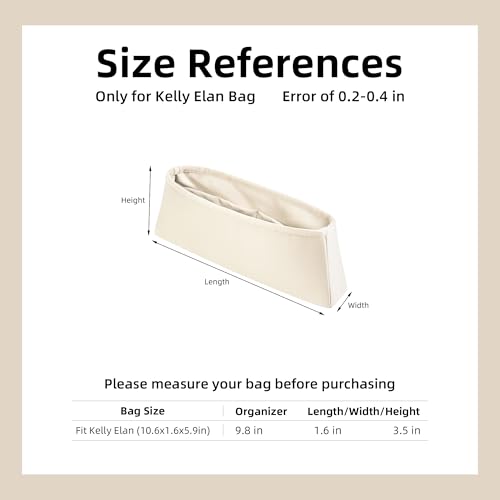 DGAZ Silk Purse Organizer Insert Fits Hermes Kelly Elan Bags，Silky Smooth Bag Organizer，Luxury Handbag & Tote Shaper(Craie) - color: Craie