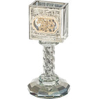 Crystal Havdalah Candle Holder 13 cm with Plaque - color: Crystal Havdalah 2