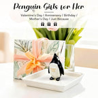 PUDDING CABIN Penguin Gifts for Women, Ring Holder Jewelry Tray, Penguin Figurine Forever Lover Anniversary Wedding Birthday Mothers Day Gifts for Girlfriend Wife Fiancée Daughter Mom - style: Penguin