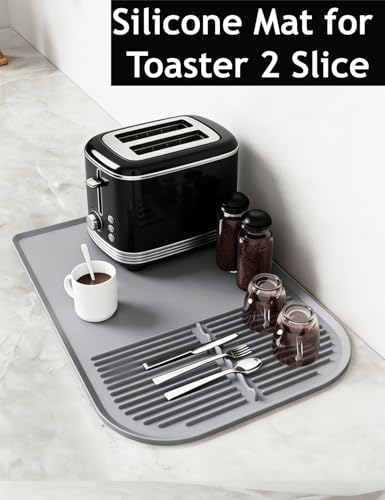 Silicone Toaster Countertop Mat for Kitchen, Heat Resistant Crumb Catcher Tray for Toaster, Catch Crumbs & Spills, Protect Countertops, Easy to Clean (Black) - color: Black