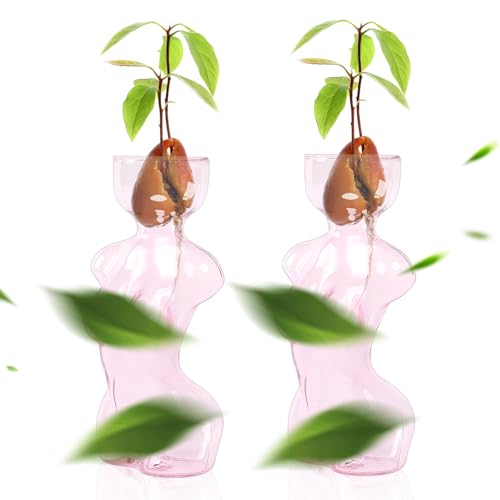 Propagation Vases for Plants Plant Propagation Jars Unique Body Avocado Vase Glass Planter Perfect for Seed Starting Water Rooting and Home Decor Gift for Father - color: Pink