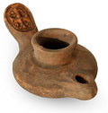 Herodian Cross Oil Lamp Replica – Authentic Biblical Terracotta Lamp from the Time of Jesus – Handmade Holy Land Artifact Gift - color: Herodian - Biblical Brown With Cross