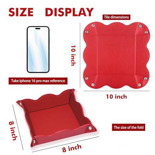 Valet Tray for Men Women 2 Pack - PU Leather Travel Catchall Tray Organizer - Desk Bedside Nightstand Storage Box for Jewelry Key Phone Remote Controller Wallet Watch Glasses Readers -Red - color: Red