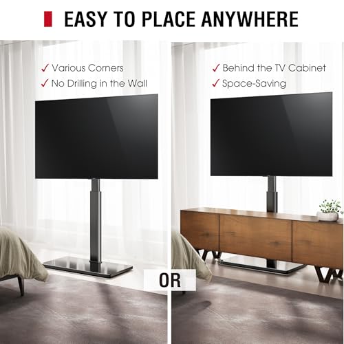 AOKCOS Swivel TV Floor Stand for 43-75 Inches TVs, 10 Level Height Adjustable Corner Extra Tall TV Stand Mount for Living Room/Bedroom, Holds up to 110 lbs,MAX VESA 600x400mm,Black - color: Black, size: for 43"-75"