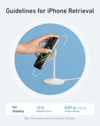 Anker MagGo iPhone 17 MagSafe Charger Compatible Stand, 15W Fast Magnetic Wireless Charging Station, Qi2 Certified 360° Wireless Charger (White, with Cable) - color: White