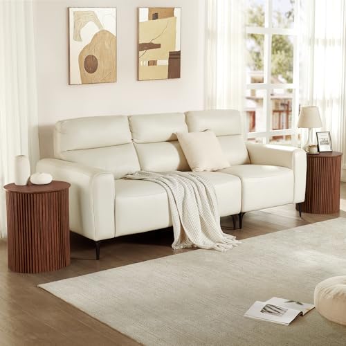 AVZEAR Small Round Side Table Fluted Night Stand Set of 2, 17.7" Mid Century Modern End Table, Circle Bedside Tables Wood Nightstands for Small Spaces, Living Room, Bedroom (Rustic Walnut) - color: Walnut, size: 17.7"D x 17.7"W x 21.6"H