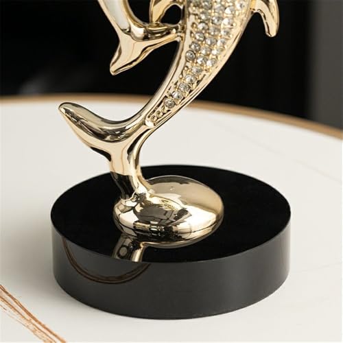 Statue Decorations Modern Light Luxury Crystal Dolphin Shape Home Furnishings Living Room Wine Cabinet Desktop Decoration Home Decor Object(Large) - size: Large