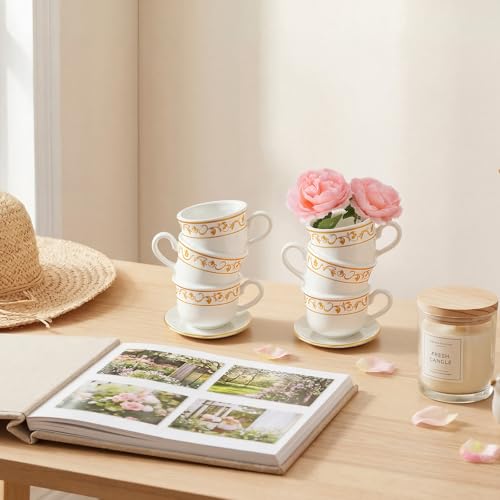 Tioncy Mini Teacup Bud Vase 5" Wonderland Tea Party Decoration Antique Vintage Kitchen Decor Whimsy Ceramic Vase Tea Party Favor for Wedding Gift Birthday Bridal Showers Home - color: Moss, size: 5 Inch