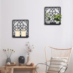 OYEFLY Metal Wall Candle Holder,Black Farmhouse Rustic Wall Art Decor (Style 1, Large) - size: Large