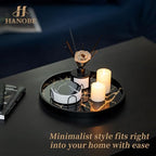 Hanobe Decorative Tray for Home Decor: Black Imitation Marble Round Serving Tray 11.8" Modern Coffee Table Centerpiece for Display Bar Table Living Room Entryway Kitchen Corner