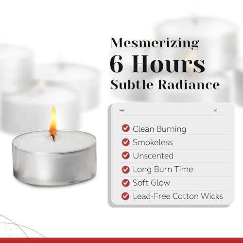 Tea Light Candles in Metal Cups - 6 Hours Clean, Long Burning White Unscented - 520 Candles - Bulk for Romantic Dinner, Wedding, Spa & Hotels by PARNOO - style: 520 Pack 6 Hours Burn Time