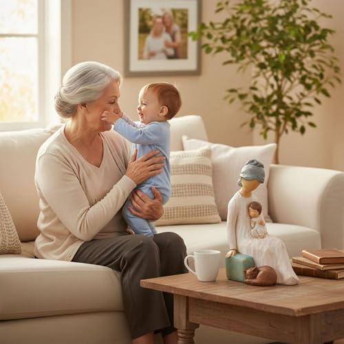 NAN ZAI NAN FANG Grandma Birthday Gifts Thoughtful Valentine Christmas for Grandma 5.9" Resin Sculpture Hand-Painted Grandmother Gifts from Grandkids Statues for Home Decor - style: Grandma and Child