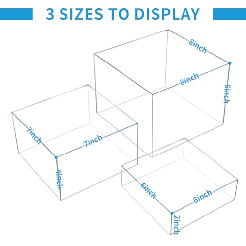 3Pcs Clear Acrylic Risers Display Stand, Buffet Risers with Hollow Bottom, Acrylic Cube Box for Figures Jewelry Perfume Handbag Food Dessert Party Show Christmas Decor(Clear-3pcs) - color: Clear-3pcs