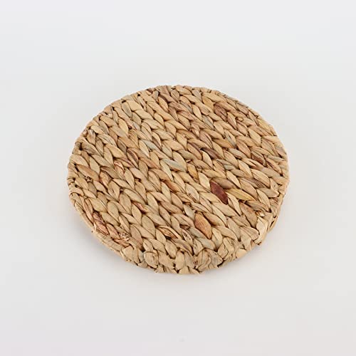 YRMT Water Hyacinth Serving Tray Round Woven Tray with Handles Boho Decorative Tray for Breakfast, Coffee, Table, Dining 13" x 13" x 2.3"