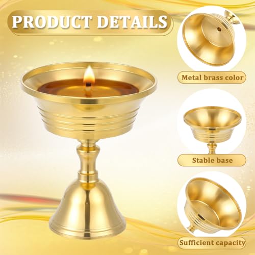 20 Pcs Brass Candle Holder, 2.46 Inch Ghee Lamp Butter Lamp Holder Copper Butter Lamp Cups Metal Golden Cup Candle Holders for Diwali Pooja Devas Diya Mother's Day Weddings Home Decor