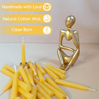 Meditation Beeswax Taper Candles Set, 20 Minute Pure Beeswax Mini Prayer Candles, 30 pcs Small Wishing Candle with Brass Candle Holders for Home Yoga - color: Beeswax, size: 30 Pack