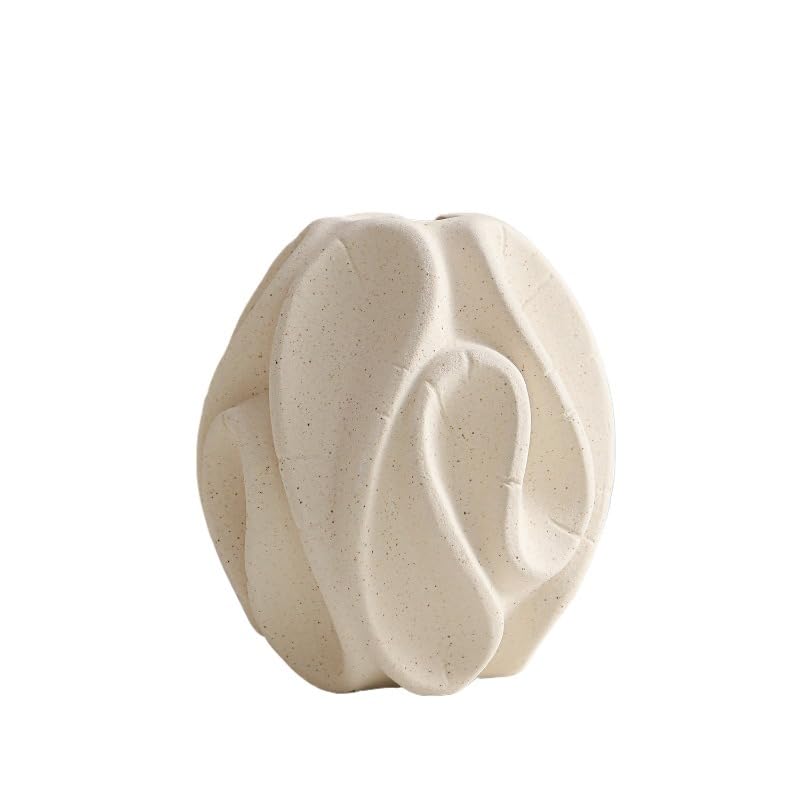 White Ceramic Vase – Nordic Minimalist Unglazed Stoneware Flower Vessel, Living-Room Centerpiece, Boho-Soft Furnishing Accent (04 Models (Small)) - color: 04 Models (Small)