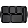 G.E.T. 6 Compartment School Cafeteria Tray, Right Handed, 10" x 15", Black (12 Pack) - color: Black, size: 10" x 15", style: 12 Pack Right Handed Trays