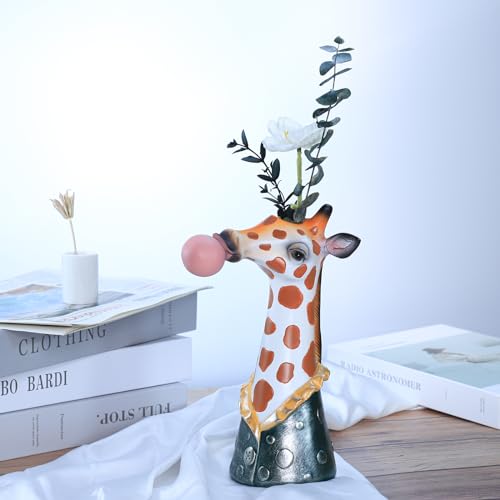 Blowing Bubble Art Vase, Animal Face Vase, Modern Home Decor Vase (No Plants) - Giraffe - color: Giraffe