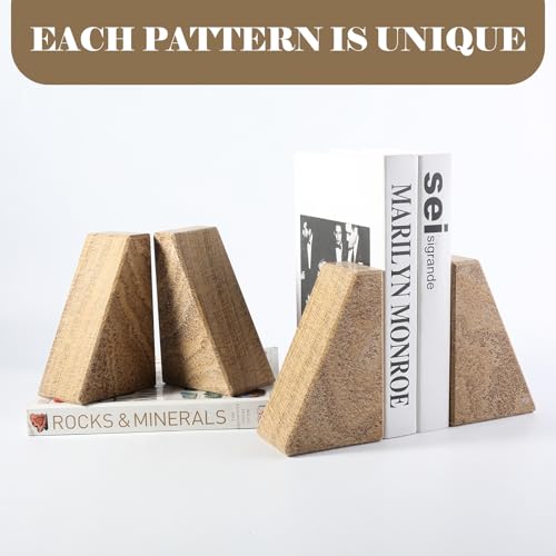 Karibiber Marble Bookends for Heavy Books, Decorative Book Ends for Shelves, Unique Marble Stone Durable and Heavy Book Ends for Hardback Books & CDS, Book Stopper/Holder, Set of 2(Moca Jade) - color: Moca Onyx