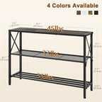 Hoctieon Industrial Console Table, 3 Tier Entryway Table, Hallway Table, Narrow Sofa Table with Shelves, Entrance Table for Entryway, Living Room, Foyer, Hallway, Office, Grey - color: Grey