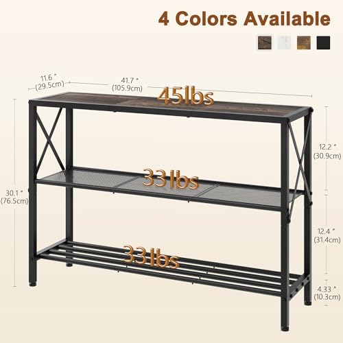 Hoctieon Industrial Console Table, 3 Tier Entryway Table, Hallway Table, Narrow Sofa Table with Shelves, Entrance Table for Entryway, Living Room, Foyer, Hallway, Office, Grey - color: Grey