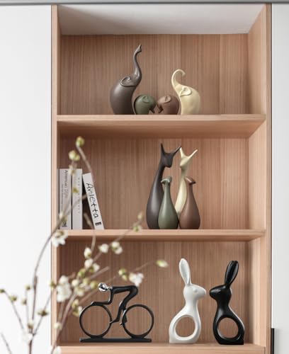 Ceramic Statue,Family Figurines,Creative Ceramic Decorative,Crafts Ornaments Home Decor,Memorial Gift for Parents,Suitable for Shelf,Bookself - color: Nordic Elephant Family