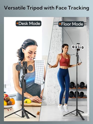 USKEYVISION Auto Face Tracking Tripod 360 Rotation,Phone Tripod for iPhone w/Fill Light,Selfie Stick for iPhone w/Remote Control,70” Phone Holder Video Recording for Content Creators TikTok(UTK-02) - size: UTK-02(with 2 fill lights)