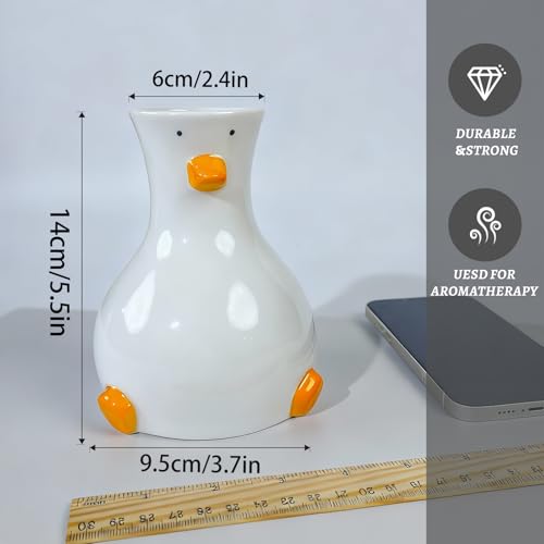 Tnstbiee Handcrafted White Ceramic Duck Vase - Cute Animal-Themed Round Table Vase | Trendy Funky Art Decor for Fresh Flowers, Utensils & Accessories | Handcrafted Gift for Home Bedroom Office Decor - color: Duck Vase