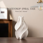 White Ceramic Vase, Waterdrop Spiral Creative Vases, Nordic Modern Boho ins Style, Classic Art Aesthetic Flower Vase for Home Decor (White W 5.12" X H 8.66")