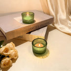 2pcs Votive Candle Holders Glass Tea Light Candle Holders Table Centerpiece for Wedding Birthday Valentine's Day (Green) - color: Green