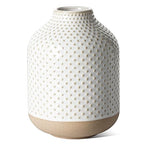 Boho Flower Vase - 5.3 Inch Ceramic White Vase for Pampas Grass, Eucalyptus & Bouquets, Small Home Decor Vases with Dot Embossment, Rustic Farmhouse Centerpiece - style: Dot