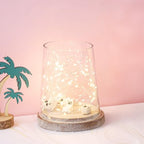 6" Wide Glass Hurricane Candle Holders with Handmade Sturdy Glass Sleeves and Distressed Brown Wood Base for Pillar Candle & Plants, Industrial, Farmhouse, Display Cloche Bell Jars, Table Centerpiece - color: Rustic Brown, size: 6"x7.5"