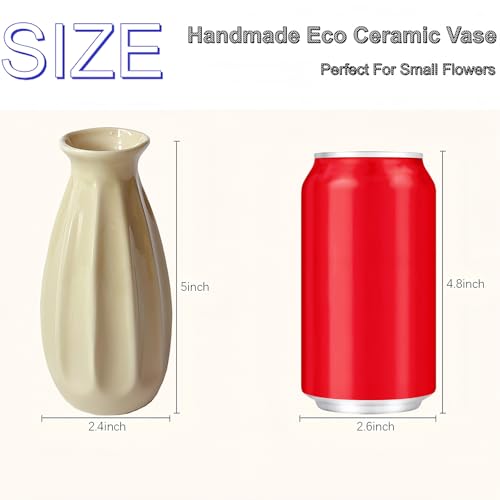 6-Pack Simple Vase Set for Flowers Plants, Small Cute Flower Vase for Modern Table Shelf Home Decor Wedding Boho Decor, Farmhouse - color: 6pc-stjh-brown