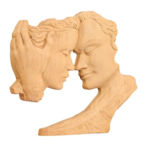 BGCOPPER Wooden Couple Statue, Abstract Couple Sculptures Ornament for Home Decor Women Gift for Anniversary Wedding (10 Inch) - color: B-wood, size: 10 Inch