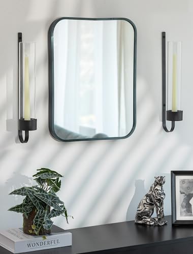 Sziqiqi Black Wall Candle Holders: Metal Candle Sconces for Taper Set of 2 Modern Wall Mounted Candlestick Holder with Hurricane Glass for Living Dining Room Bedroom Bathroom Outdoor