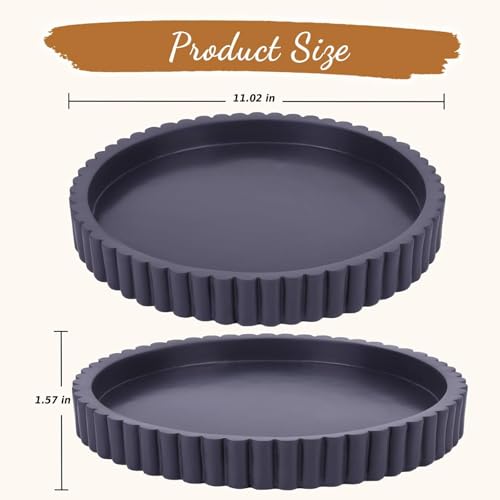 11" Round Resin Tray for Coffee Table Decor, Small Round Decorative Serving Trays, Farmhouse Black Trays for Decor Home Living Dining Room Kitchen Island Tabletop Entryway Table, Black - color: Deep Purple