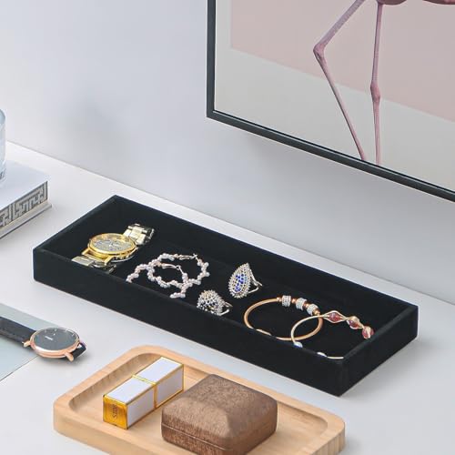 2Pcs Desk Drawer Storage Tray, Nightstand Organizer Tray, Necklace Bracelet Ring Earring Jewelry Display Tray, Grid Table Organizer Holder Tray for Sunglass, Phone, Watch, Perfume (1 grid)/Black - color: Black, size: 1 Grid