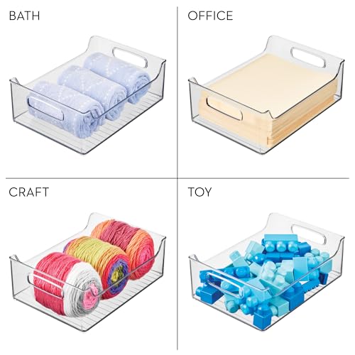 iDesign Plastic Stackable Pantry Bin - Storage Bin with Handles for Cabinets or Fridge - Set of 4 - Clear - style: Pack of 4