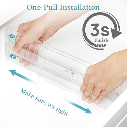 Vtopmart 12 Pack Drawer Dividers for Clothes, 4" High 10.2"-16.5" Adjustable Expandable Dresser Drawer Organizer, Clear Plastic Separators for Dresser, Baby Clothing, Underwear, Cosmetic, Toiletries - size: 4" H,10.2-16.5" L