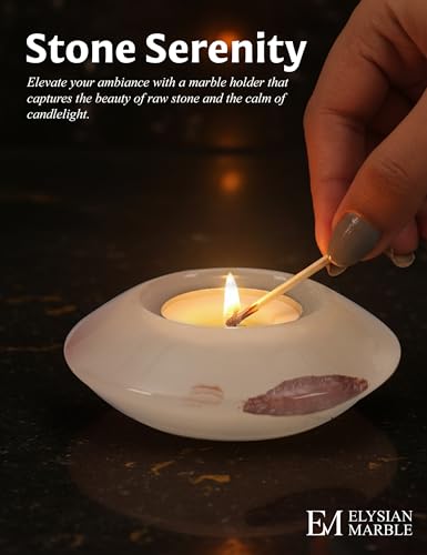 Tealight Candle Holders Set of 2 – Handcrafted Natural Marble Tea Light & Votive Holders, Decorative Stone Candle Holder Pair for Home Décor, Dining Table, Coffee Table & Wedding Decor - color: White Onyx, size: 3.5" Inches