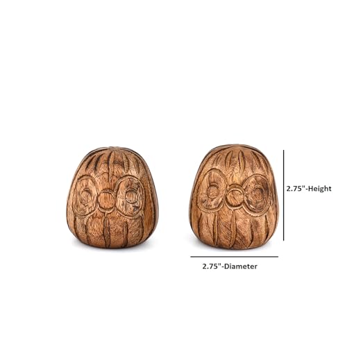 Statues Mango Wood Statue Sculpture, Bookshelf Decor Accents, Set of 2 Use Ideal for Use in Living, Dining Room, Coffee Table Centerpiece (2.75'' X 2.75'' 2.75'')