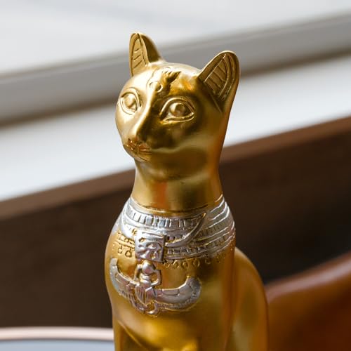 Book Ends Retro Cat Decorative Bookends, Vintage Antique Heavy Duty Egyptian Cat Hold Books Collectors, Black Decor for Office/Shelves/Living Room Father (Gold) - color: Gold