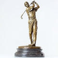 12.2'' Modern Golf Man Bronze Statue, Bronze Golfer Figurine Sculpture Ornament with Marble Base, Classical Art Craft for Home, Office Decor, Collection, Gift - size: 12.2" Man