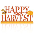COCHIE Metal Happy Harvest Sign, Orange Fall Decorations for Home, Office, Shelf, Mantel, Indoor, Autumn Pumpkin Decoration, Hello Fall Leave Decor (Harvest) - style: Harvest